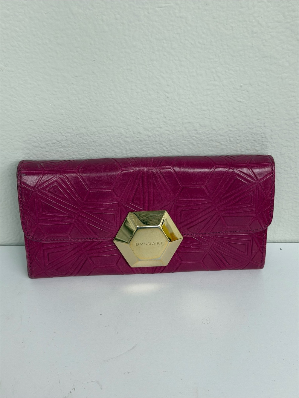 Bvlgari Serpenti Pink Leather Wallet Gold Hardware Authentic Code Very Good